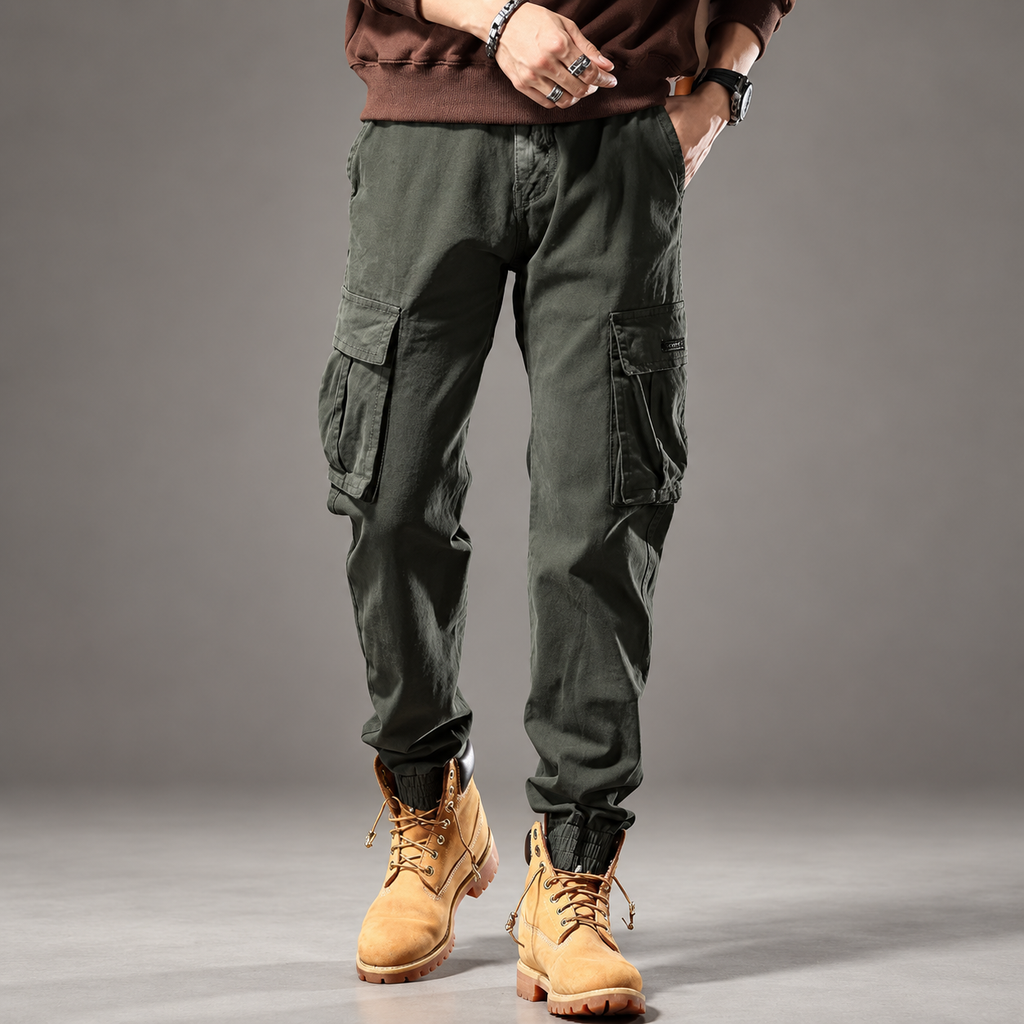 Frontier Men’s Relaxed Cargo Pants with Cuffed Ankles
