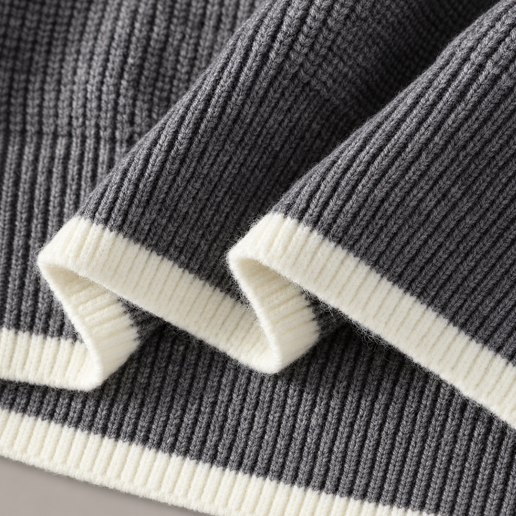 Easton Ribbed Crewneck Sweater with Contrast Stripes