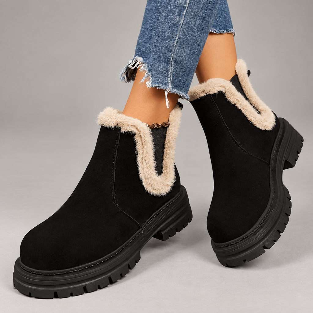 Bianca Women’s Faux Fur Trim Chelsea Boots