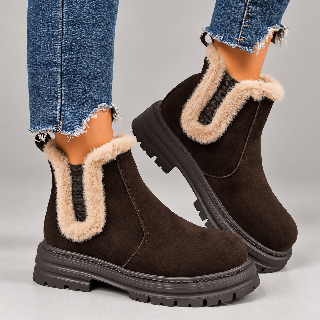Bianca Women’s Faux Fur Trim Chelsea Boots