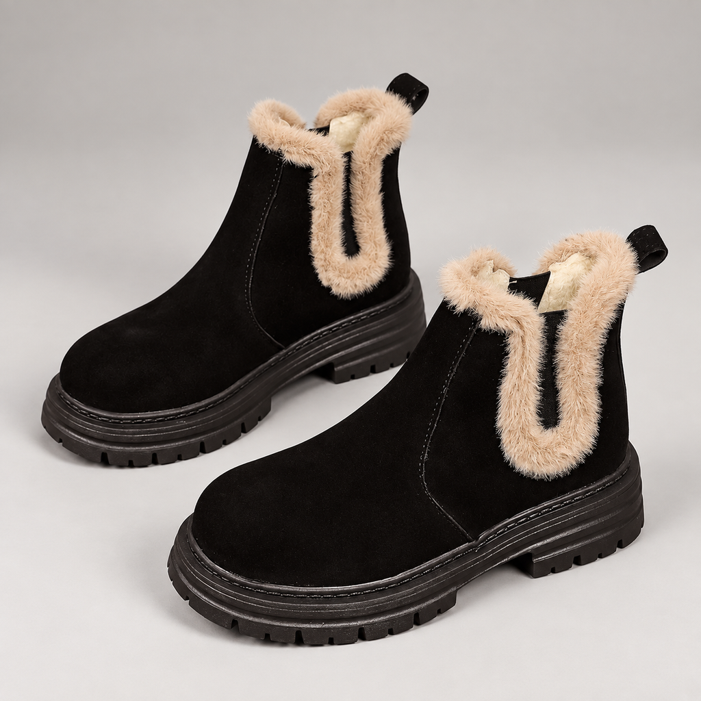 Bianca Women’s Faux Fur Trim Chelsea Boots