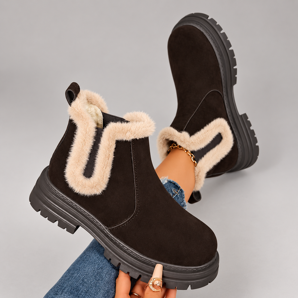 Bianca Women’s Faux Fur Trim Chelsea Boots