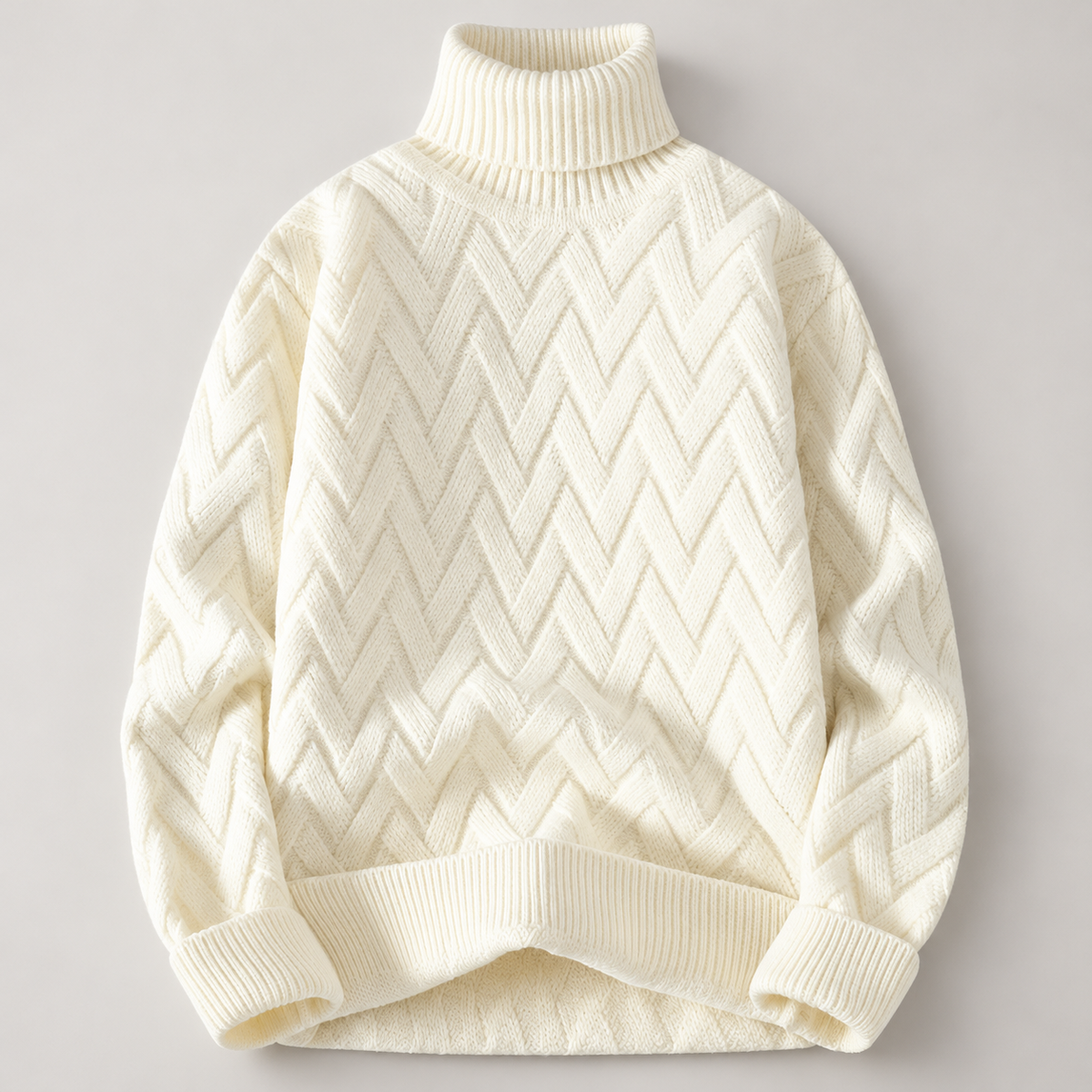 Bellamy Textured Knit Pullover Sweater with Ribbed Turtleneck
