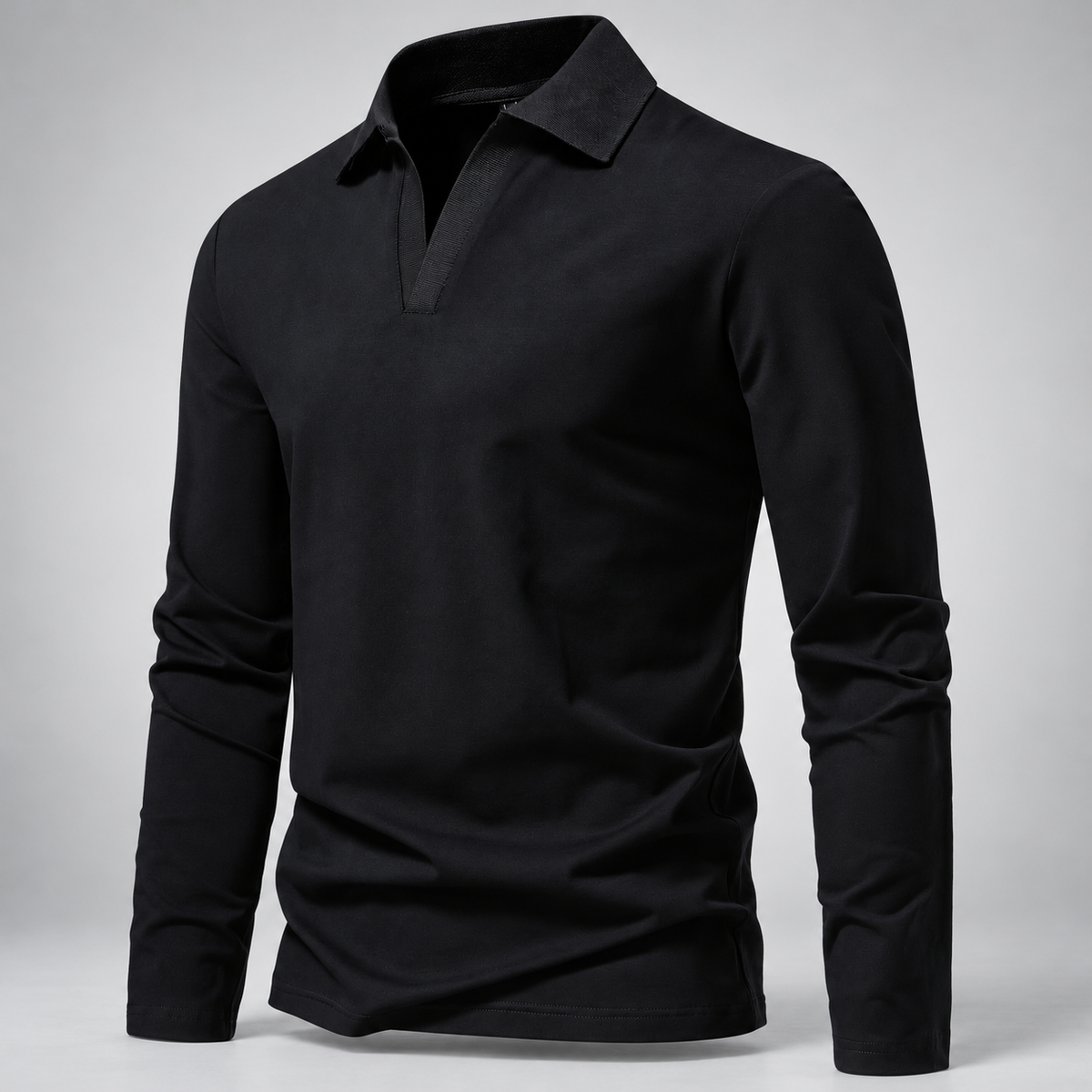 Bellamy Men’s V-Neck Long Sleeve Polo Shirt