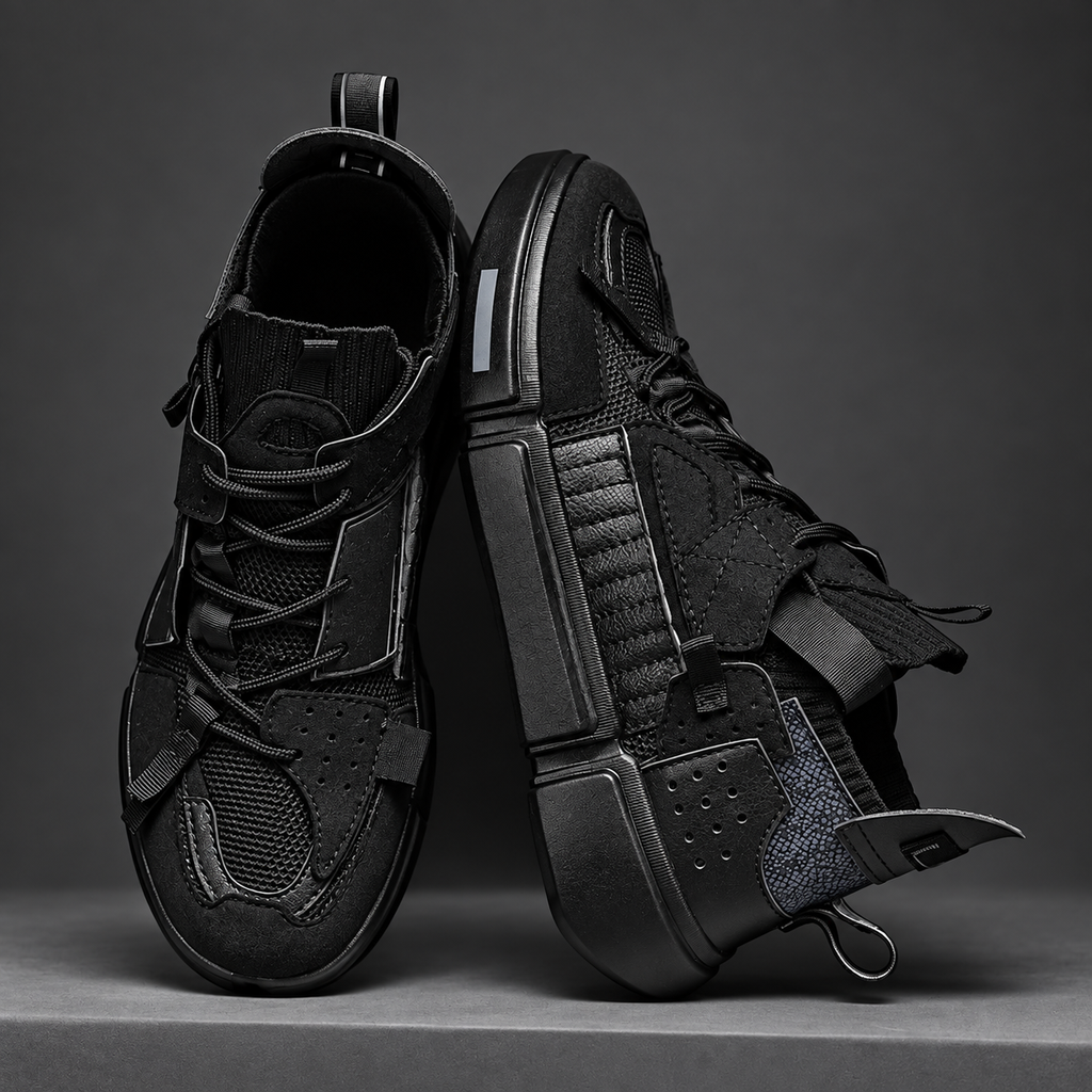 Driftedge Chunky Lace-Up Sneakers with Layered Panels