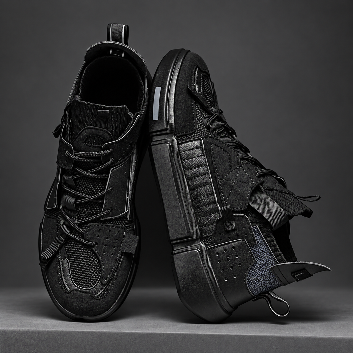 Driftedge Chunky Lace-Up Sneakers with Layered Panels