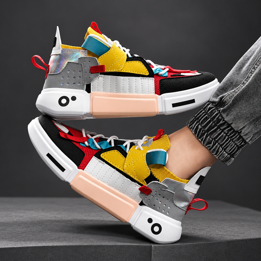 Driftedge Chunky Lace-Up Sneakers with Layered Panels