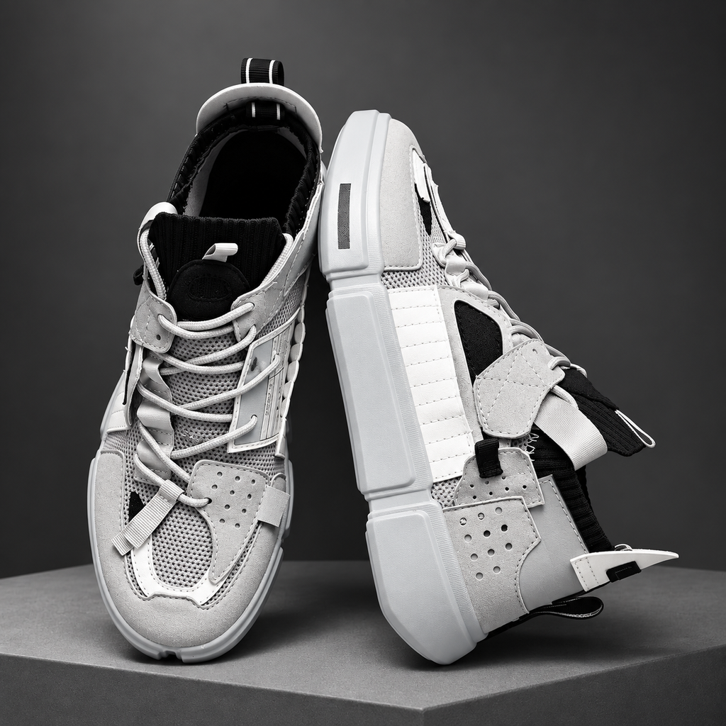 Driftedge Chunky Lace-Up Sneakers with Layered Panels