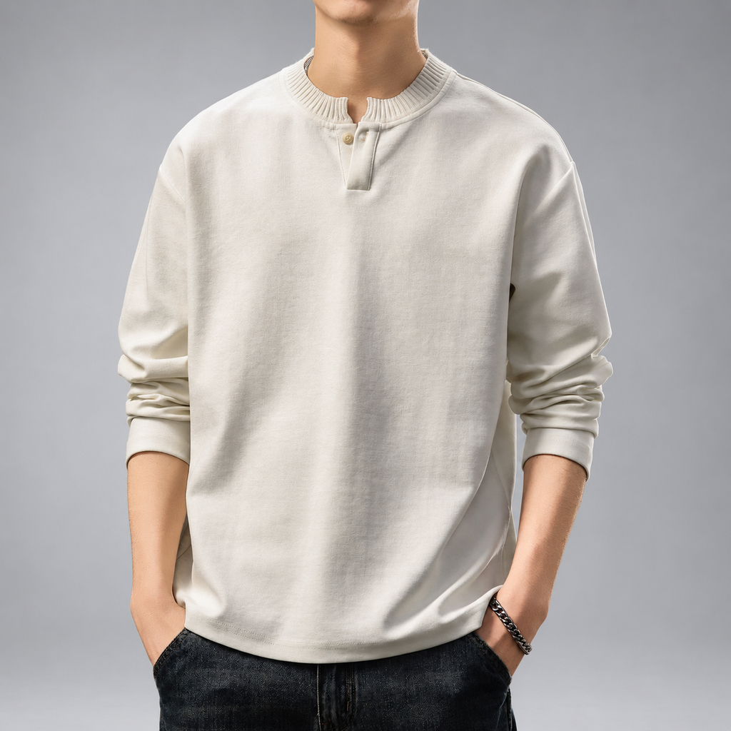 Valdieri Men's Relaxed Fit Long Sleeve Henley Shirt
