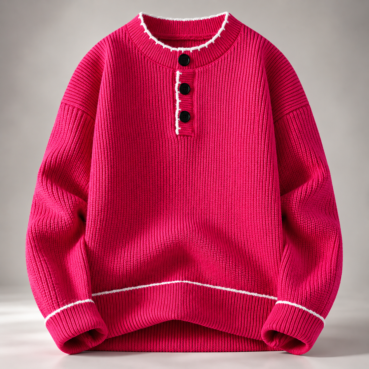 Everett Men's Ribbed Henley Knit Sweater