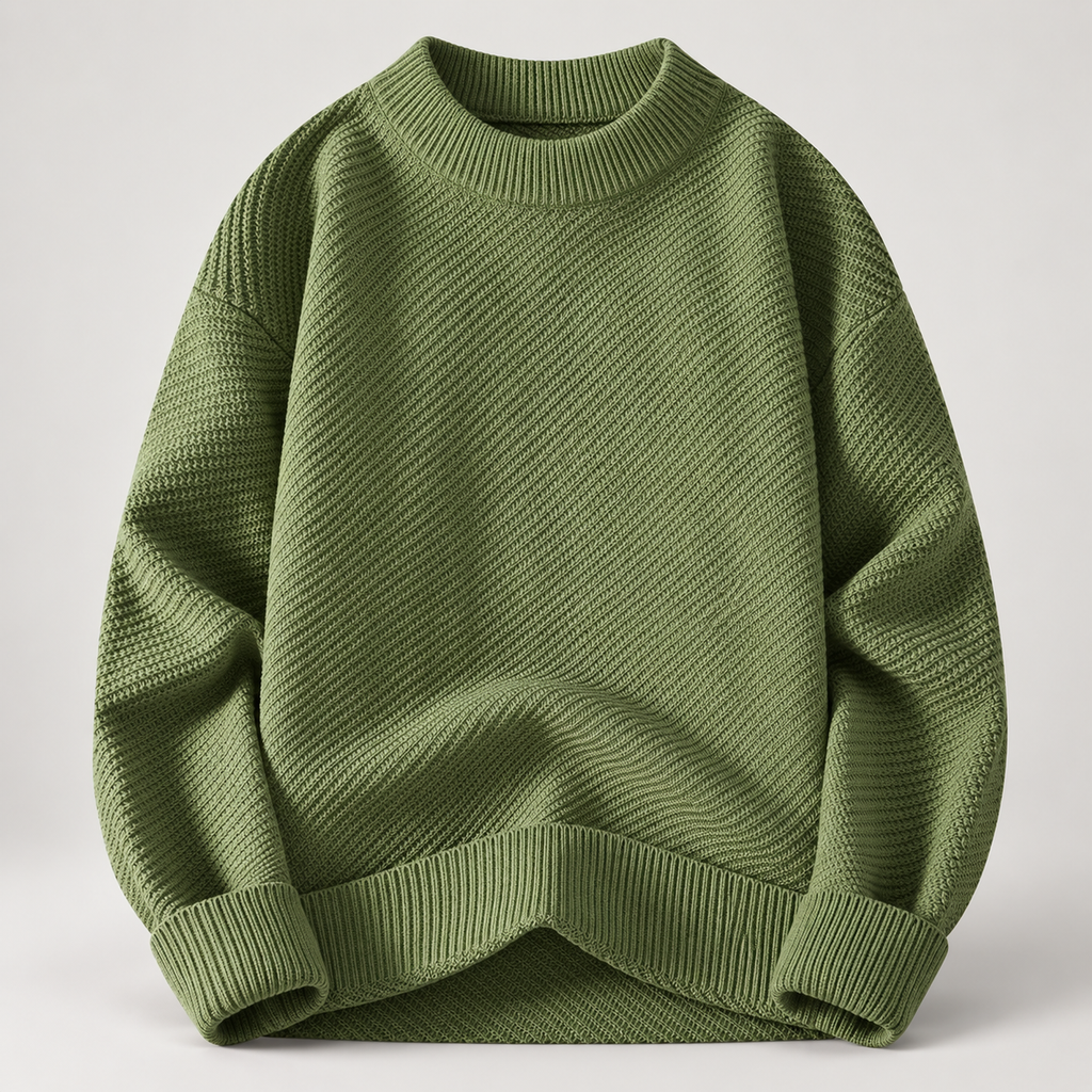 Graham Textured Knit Crewneck Pullover Sweater