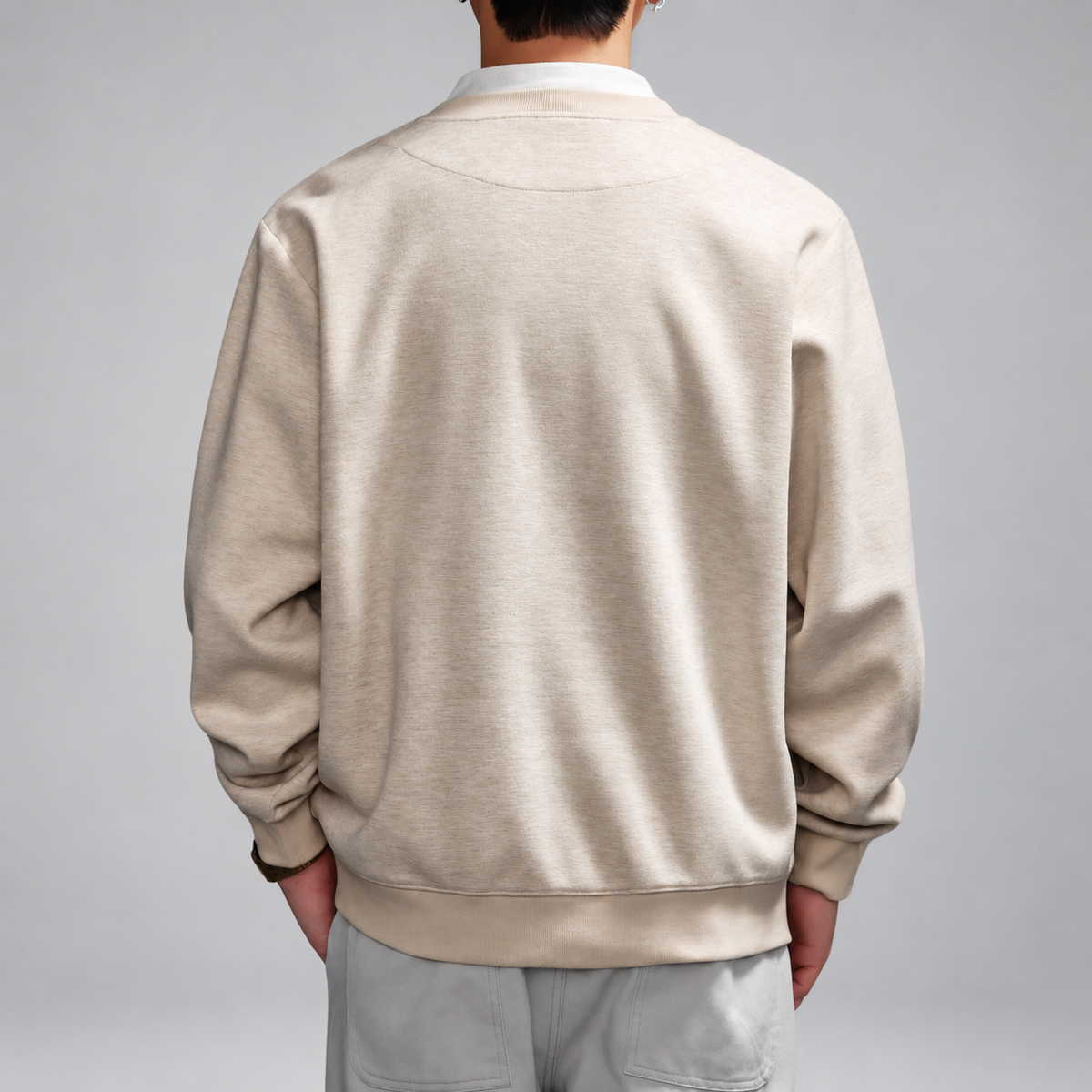 Severino Men's Textured Half-Zip Pullover with Ribbed Trim