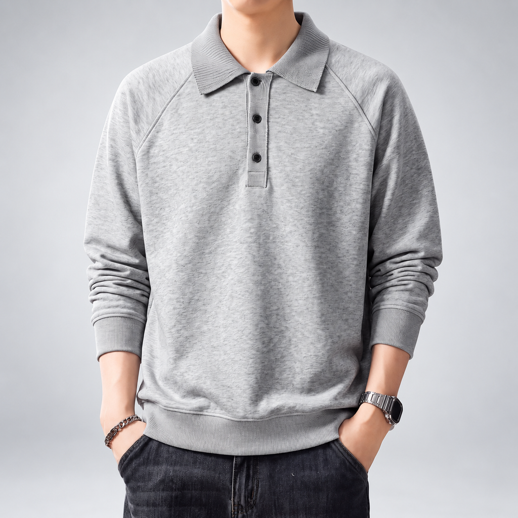 Fletcher Men's Long Sleeve Raglan Polo Sweatshirt
