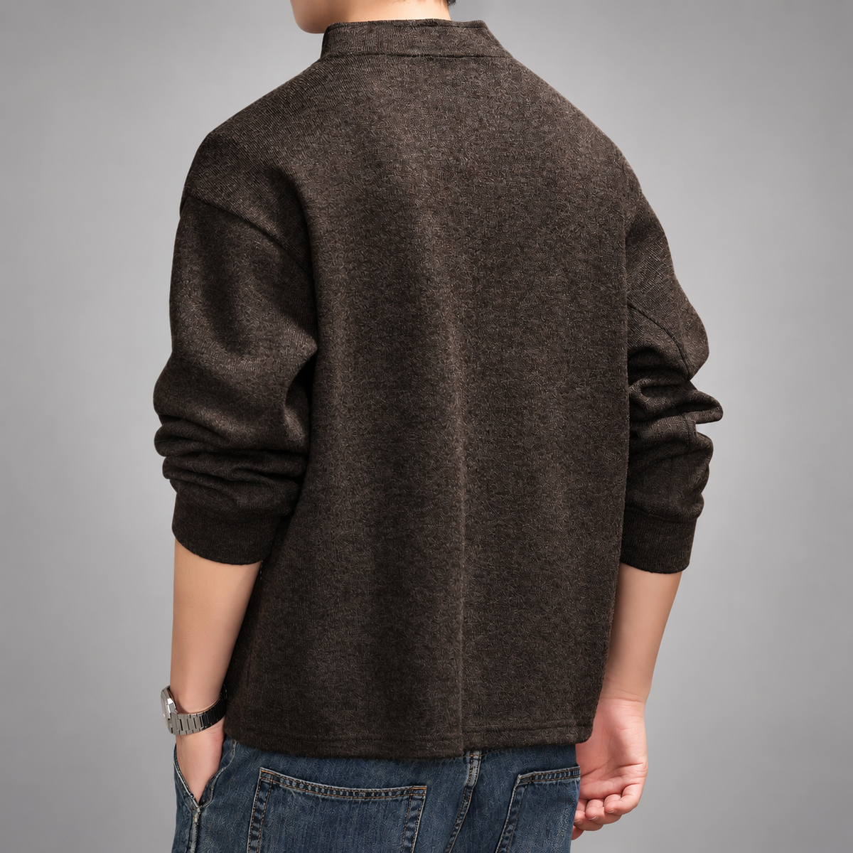 Everett Men's Marled Quarter-Zip Pullover with Contrast Stitching