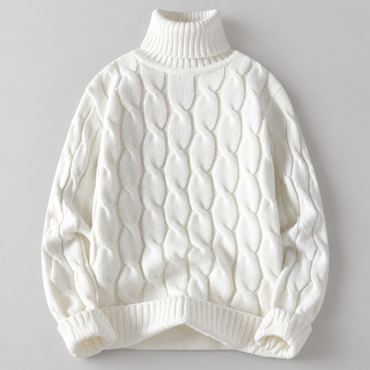 Brooklin Textured Cable Knit Pullover Turtleneck Sweater