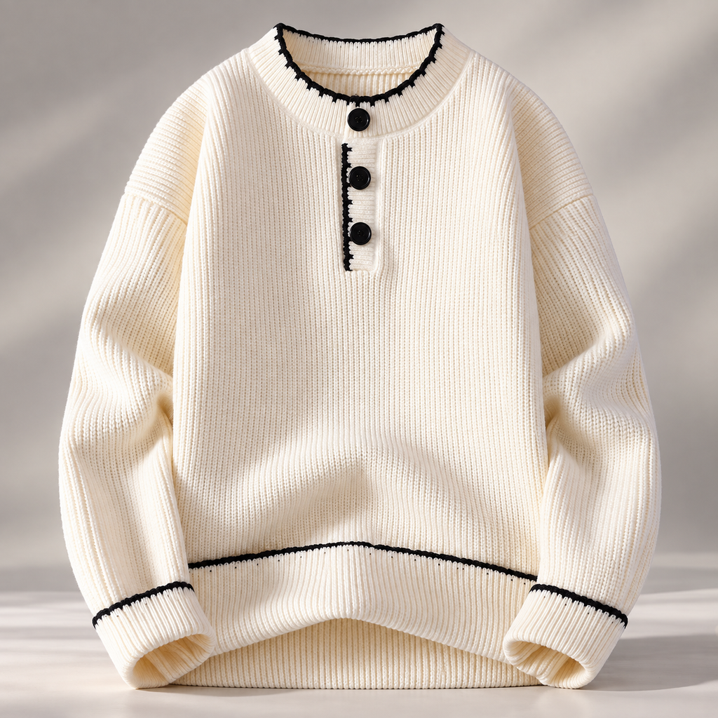 Everett Men's Ribbed Henley Knit Sweater