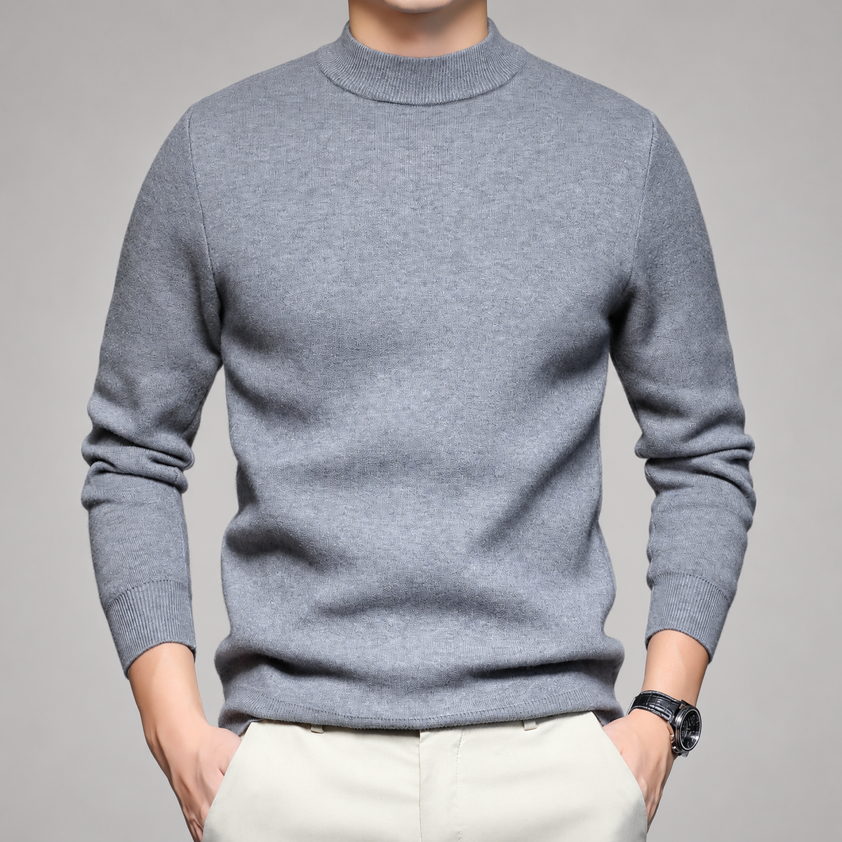 Bastien Men’s Long Sleeve Ribbed Trim Pullover