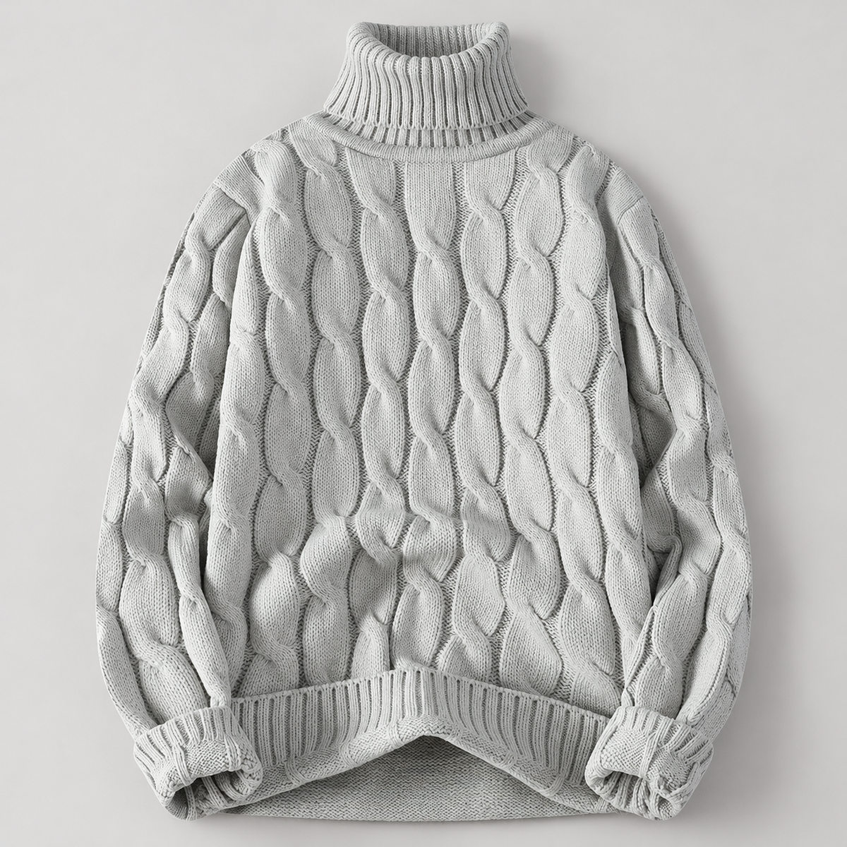 Brooklin Textured Cable Knit Pullover Turtleneck Sweater
