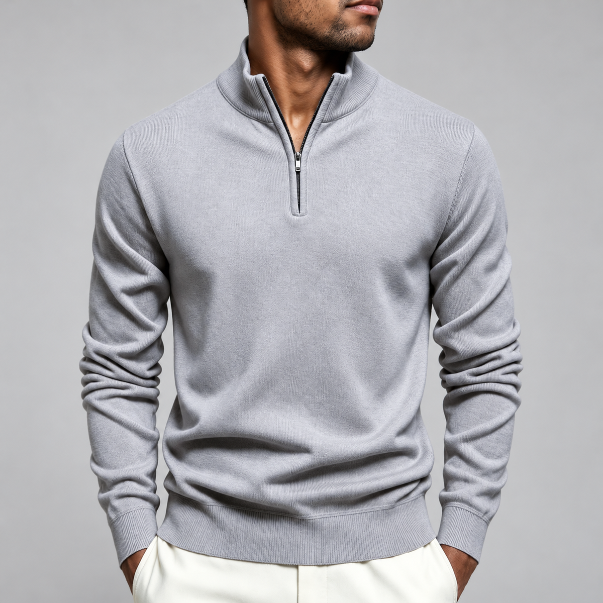 Beaumont Men’s Fine-Knit Pullover with Ribbed Trim
