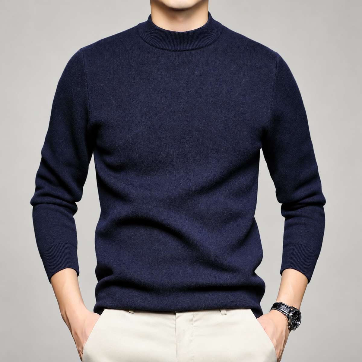 Bastien Men’s Long Sleeve Ribbed Trim Pullover