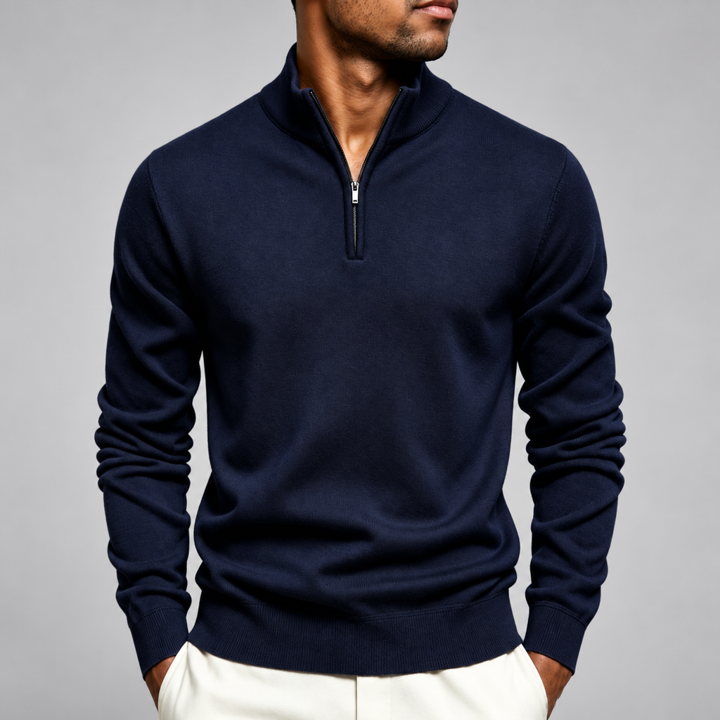 Beaumont Men’s Fine-Knit Pullover with Ribbed Trim