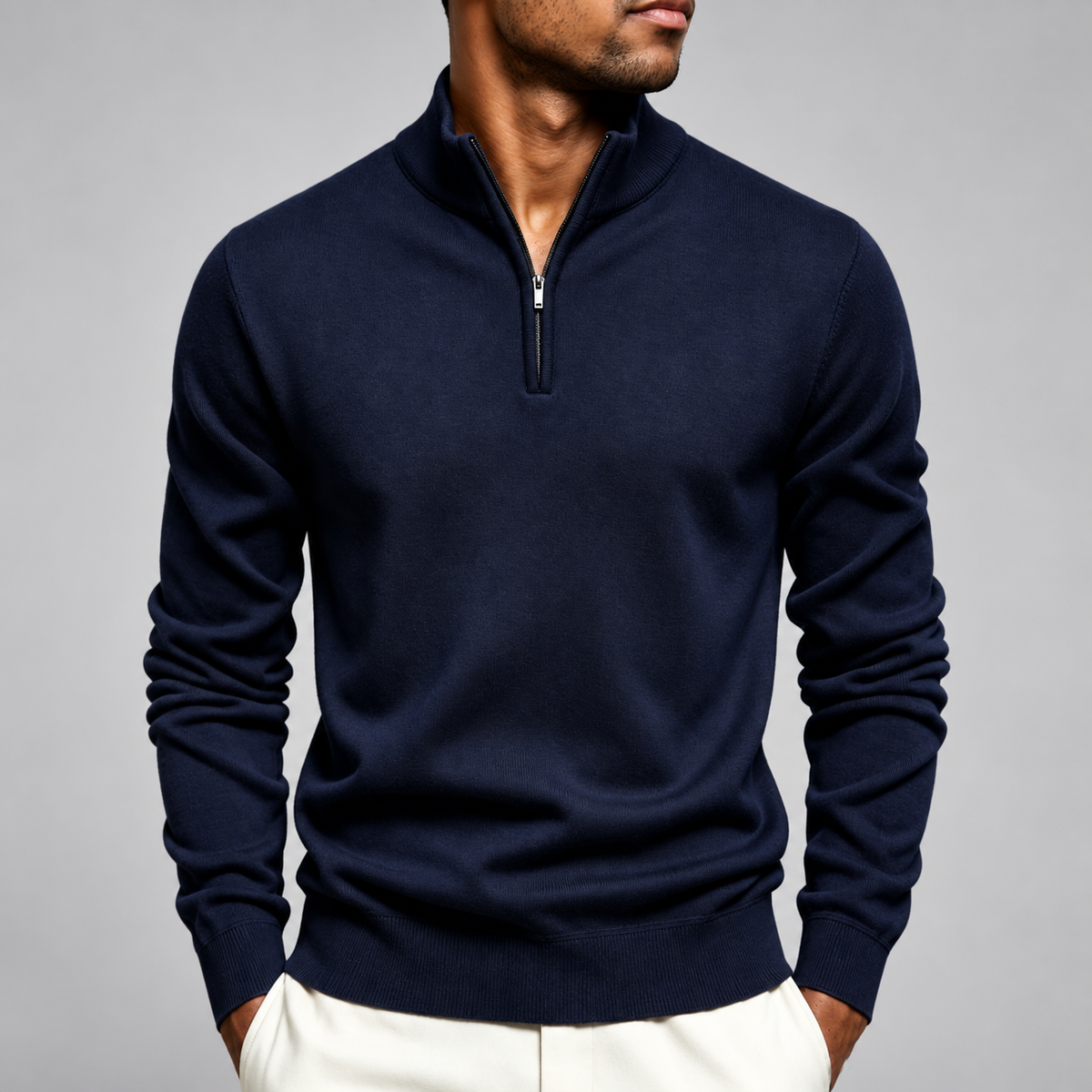 Beaumont Men’s Fine-Knit Pullover with Ribbed Trim