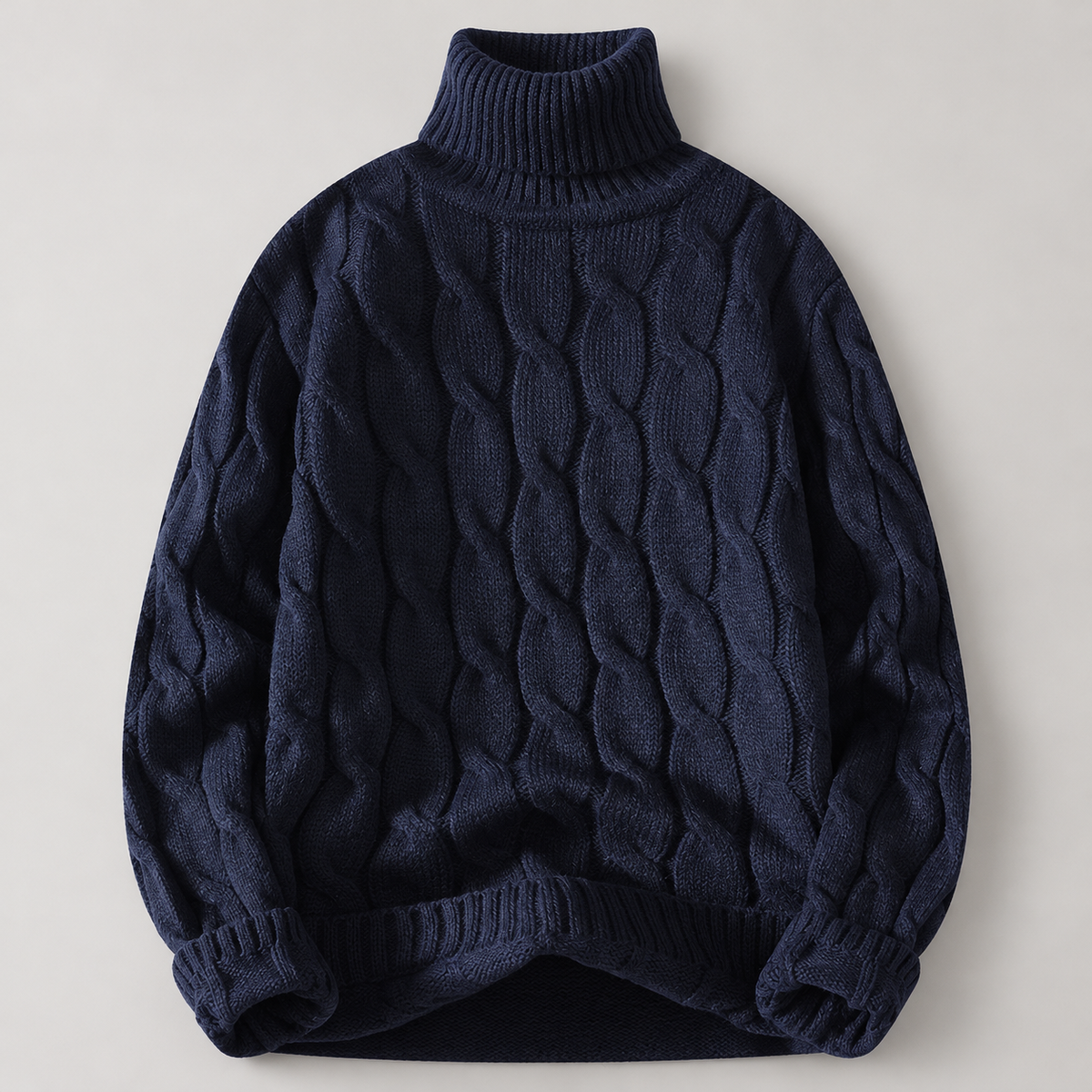 Brooklin Textured Cable Knit Pullover Turtleneck Sweater