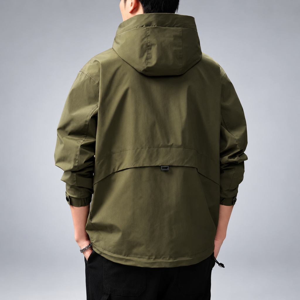 Wystan Men's Hooded Utility Jacket with Drawstring Hood