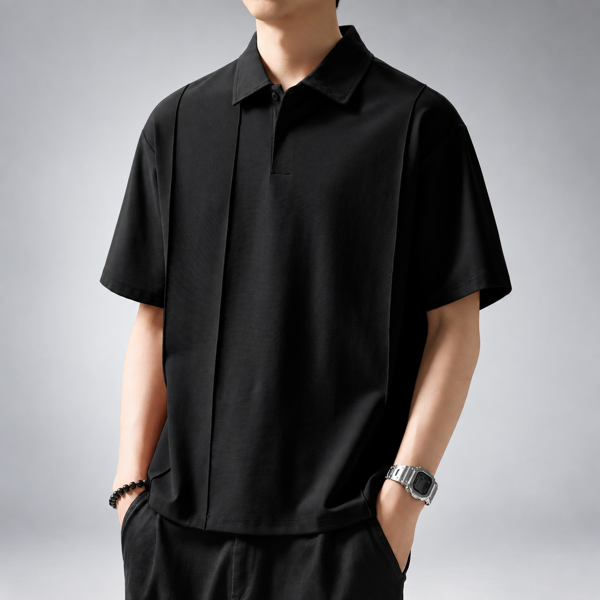 Corentin Men's Relaxed Fit Two-Button Polo Shirt