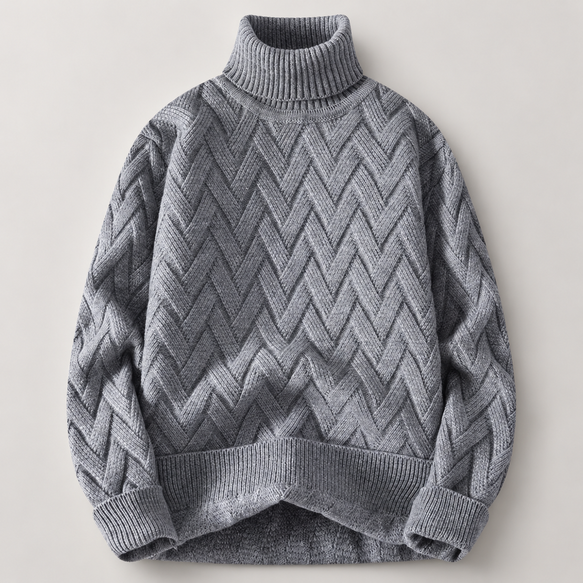 Bellamy Textured Knit Pullover Sweater with Ribbed Turtleneck