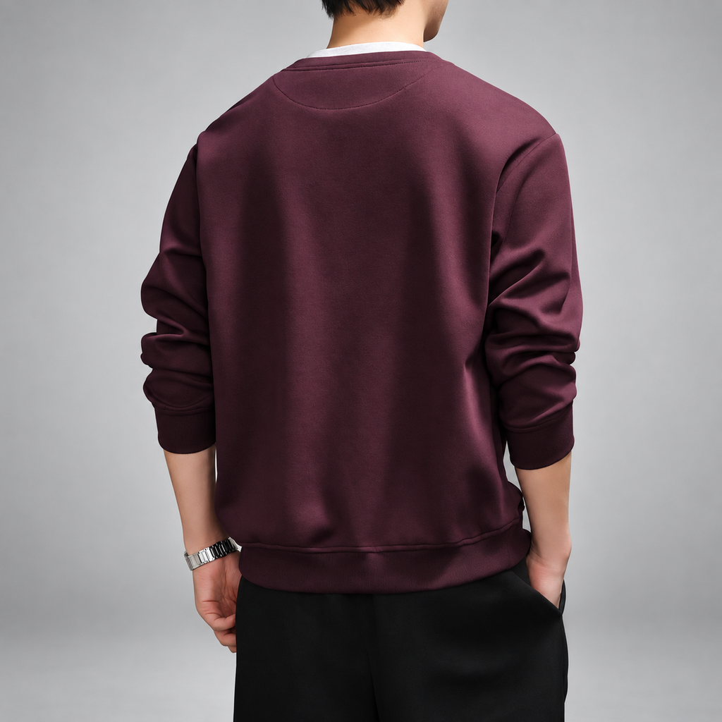 Clemente Men's Long-Sleeve Henley Pullover with Ribbed Hem