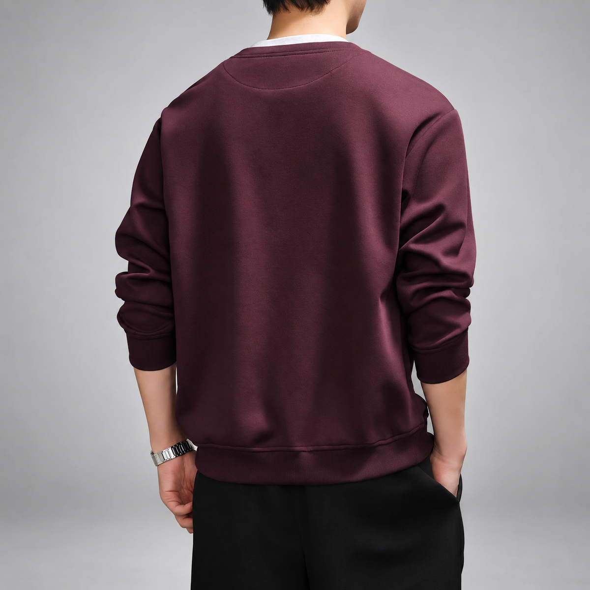 Clemente Men's Long-Sleeve Henley Pullover with Ribbed Hem
