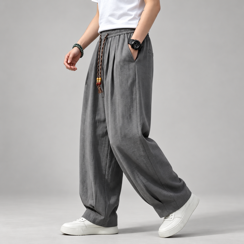 Parker Men's Wide-Leg Pants with Beaded Drawstring