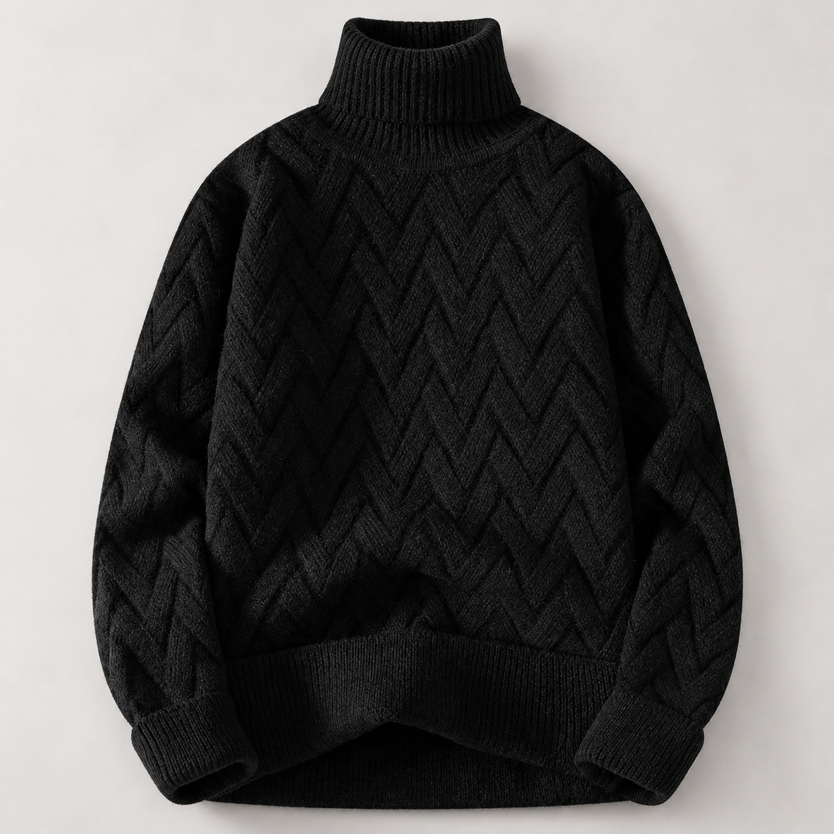 Bellamy Textured Knit Pullover Sweater with Ribbed Turtleneck