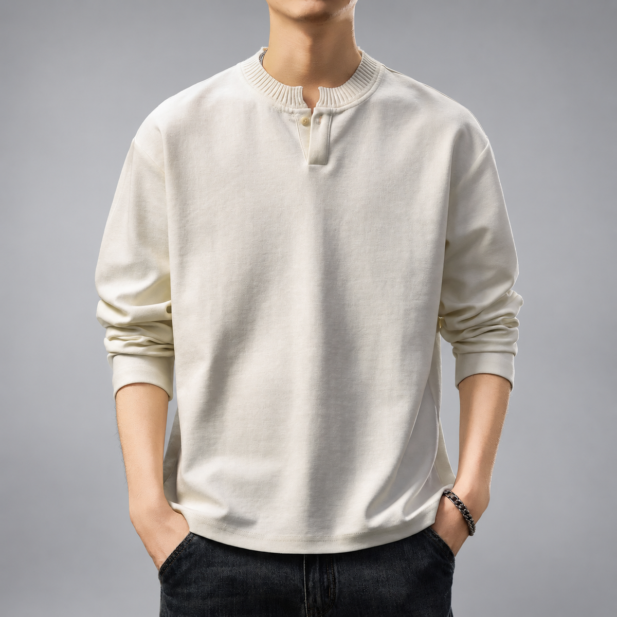 Valdieri Men's Relaxed Fit Long Sleeve Henley Shirt