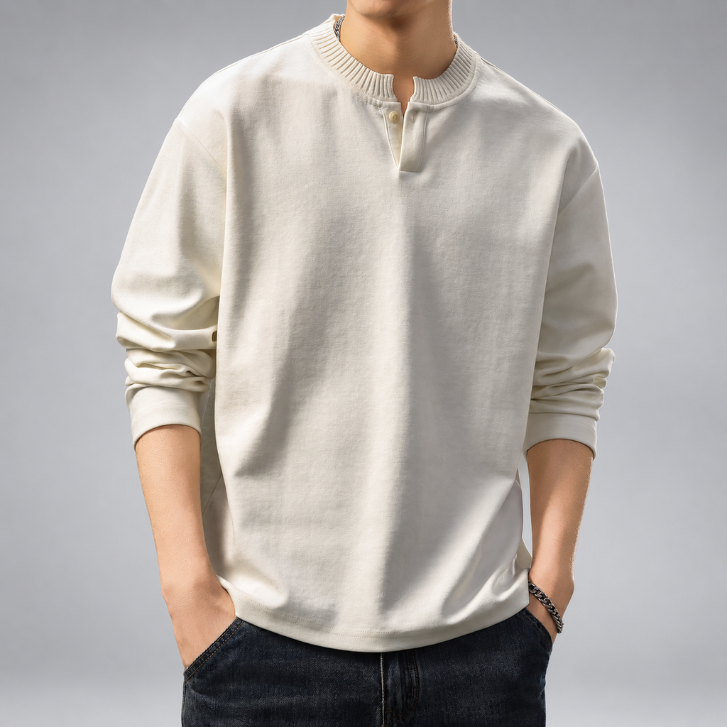 Valdieri Men's Relaxed Fit Long Sleeve Henley Shirt