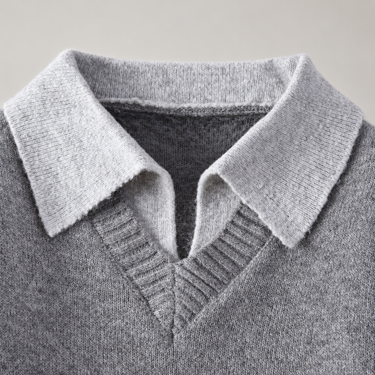 Hartford Contrast Collar V-Neck Knit Pullover Sweater