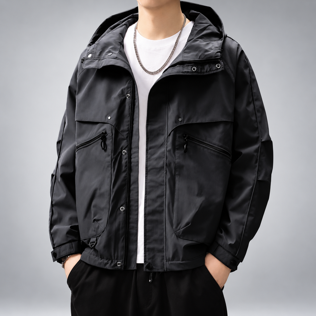 Kingston Men's Hooded Utility Jacket with Zipper Pockets