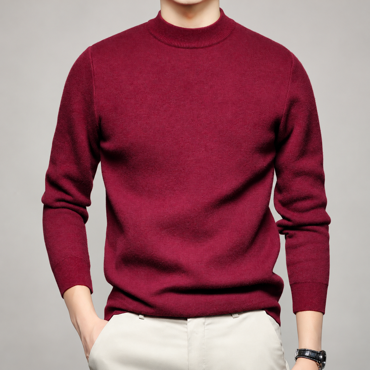 Bastien Men’s Long Sleeve Ribbed Trim Pullover