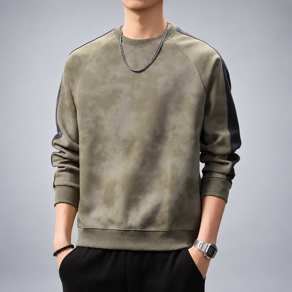 Sebastian Men's Raglan Crewneck Sweatshirt with Contrast Sleeve Panels