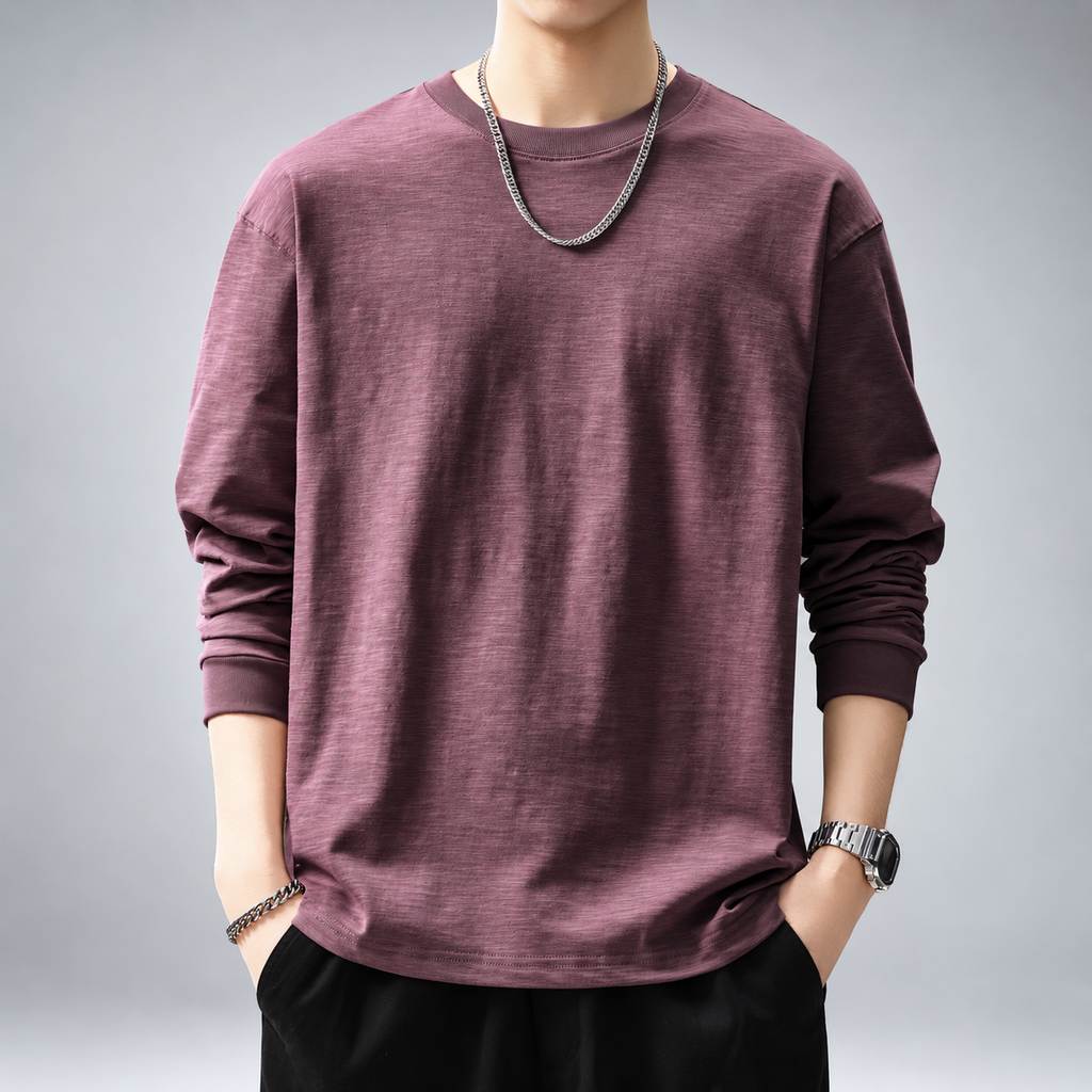 Cyprien Men's Relaxed Fit Slub Crewneck Pullover