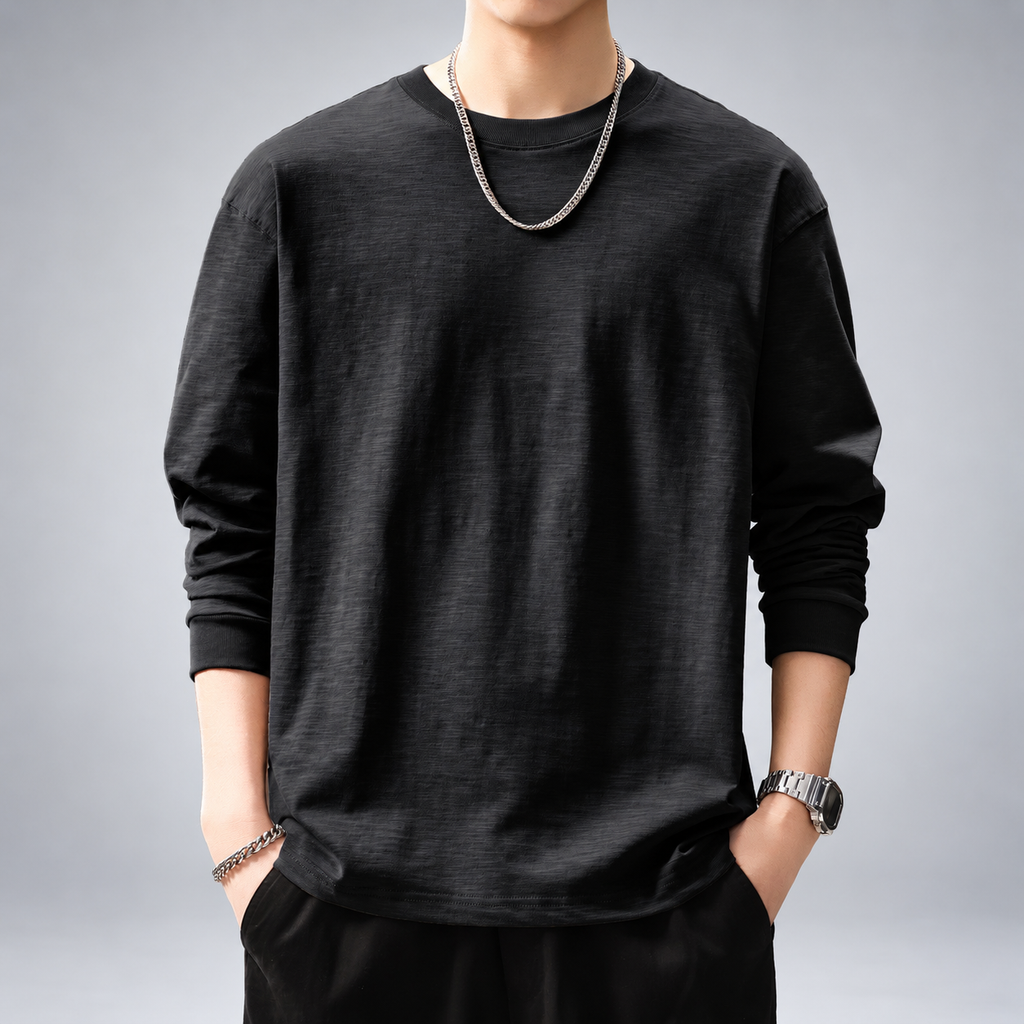 Cyprien Men's Relaxed Fit Slub Crewneck Pullover