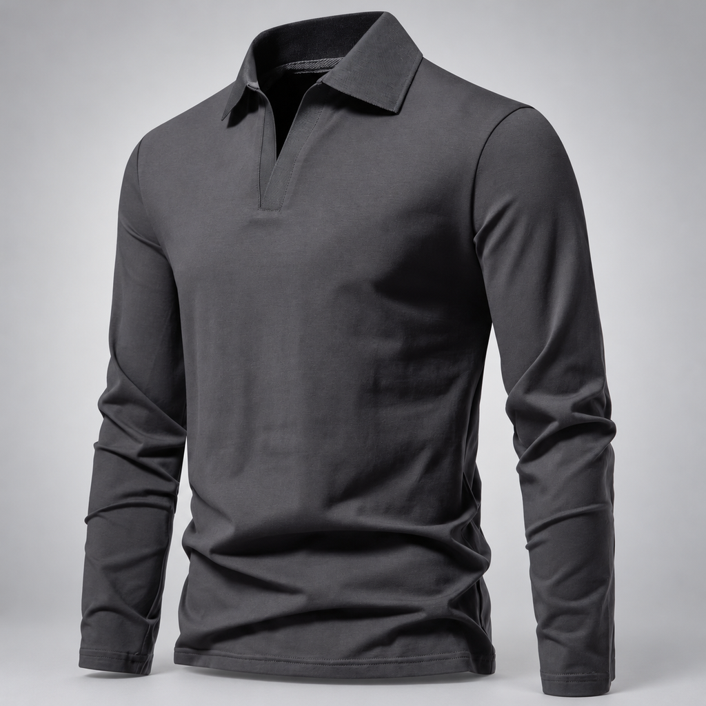 Bellamy Men’s V-Neck Long Sleeve Polo Shirt