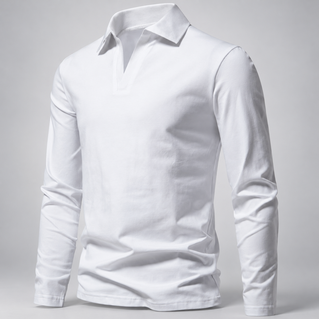 Bellamy Men’s V-Neck Long Sleeve Polo Shirt