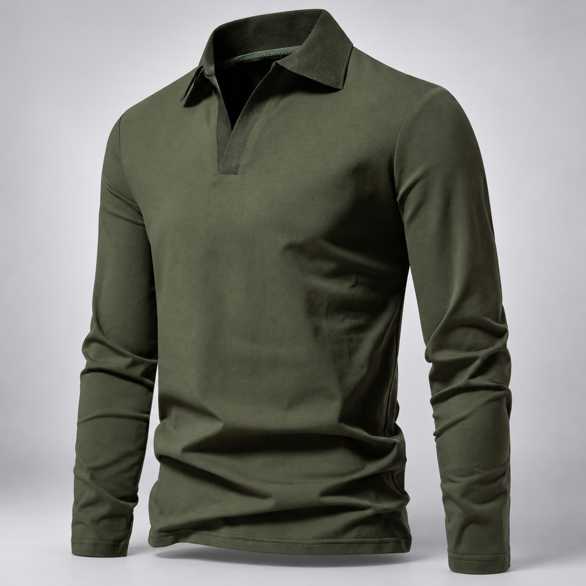Bellamy Men’s V-Neck Long Sleeve Polo Shirt