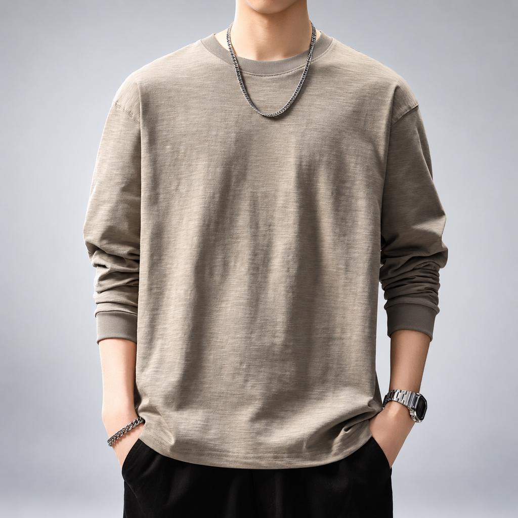 Cyprien Men's Relaxed Fit Slub Crewneck Pullover