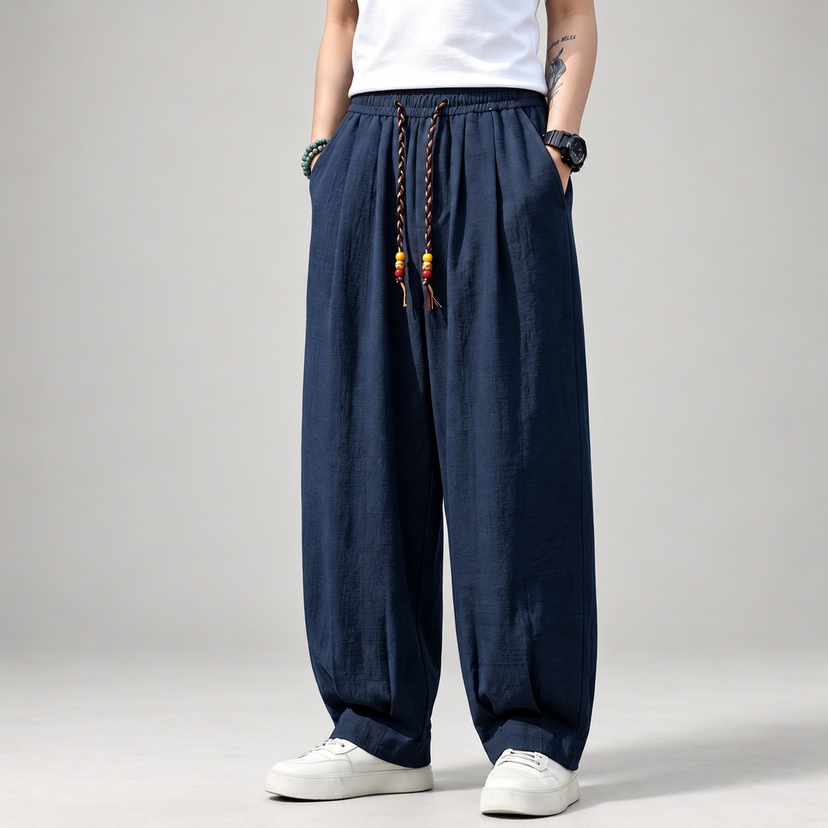 Parker Men's Wide-Leg Pants with Beaded Drawstring