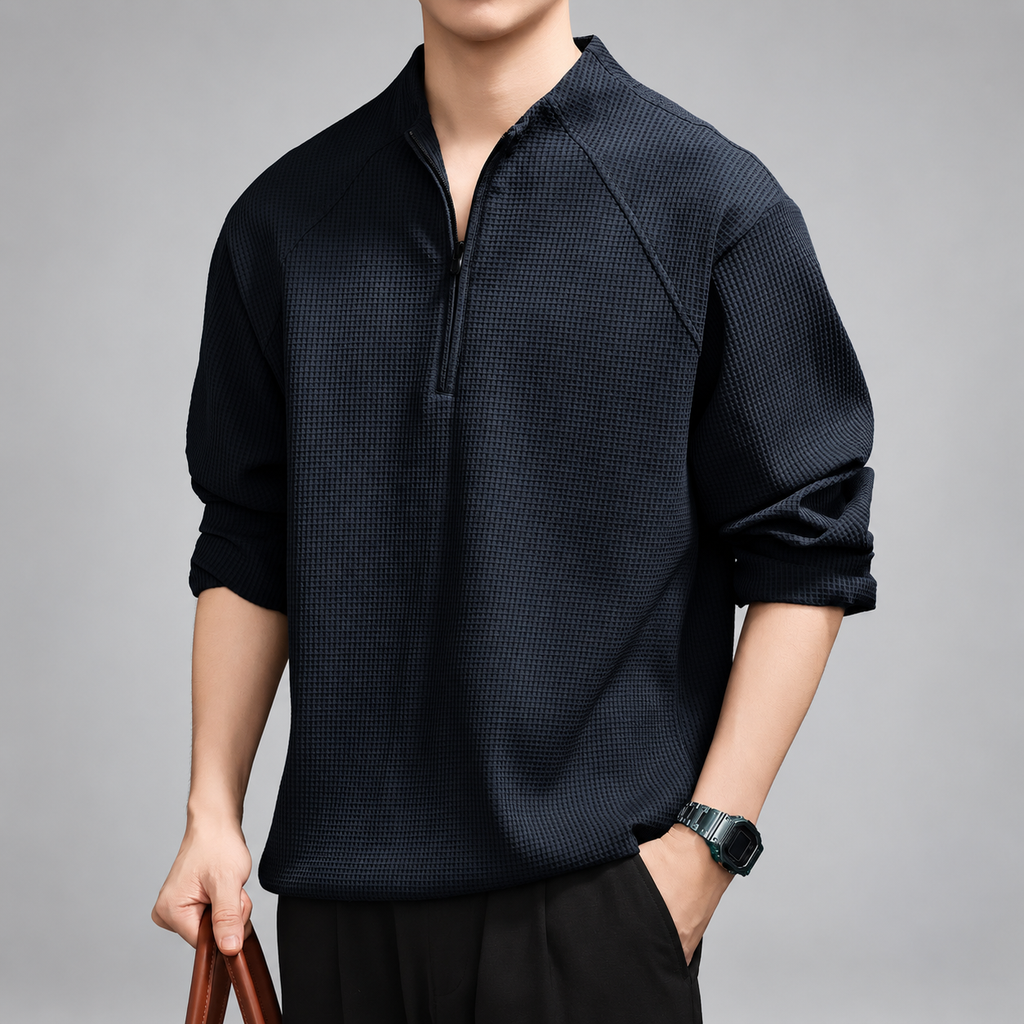 Ludovic Men's Waffle Knit Quarter-Zip Pullover