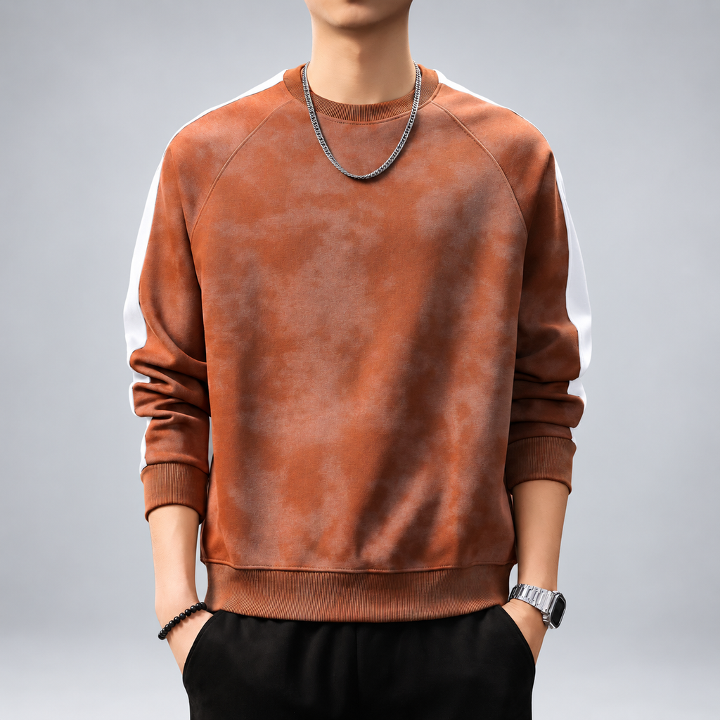 Sebastian Men's Raglan Crewneck Sweatshirt with Contrast Sleeve Panels
