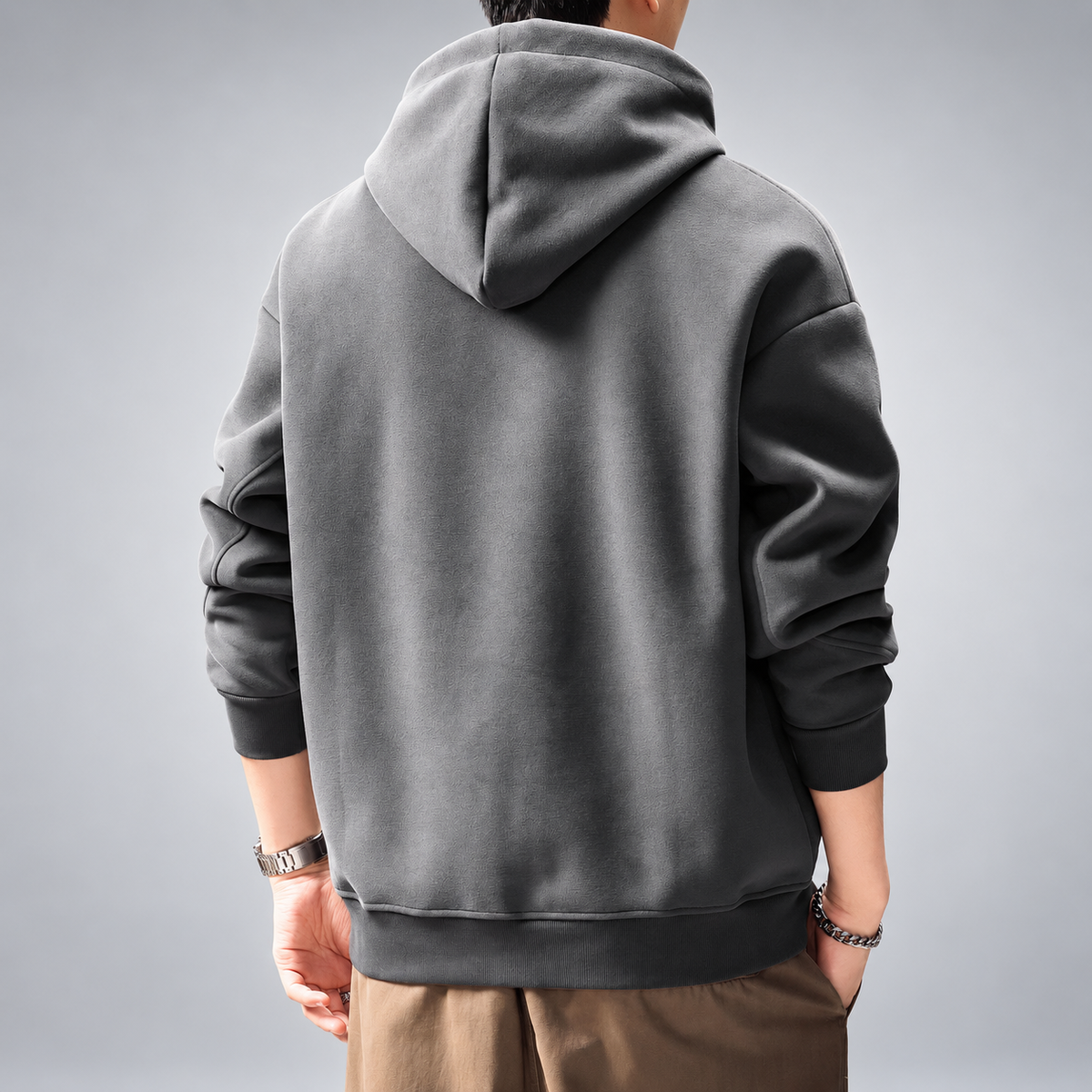 Carter Men's Drop Shoulder Hoodie with Ribbed Cuffs and Hem